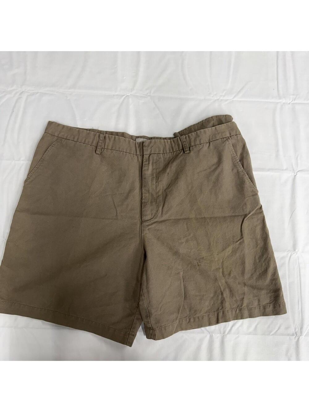 Breakwater Shorts Mens 46 Khaki Linen Cotton Chino Casual Made In Hong Kong